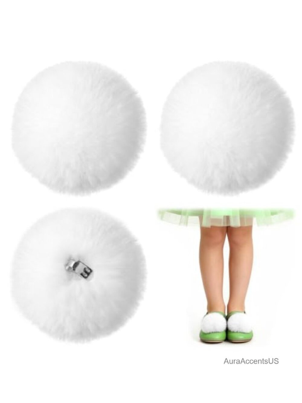 Pom Pom Shoe Clips Faux Fur Removable Shoe Decoration Charms 4pc